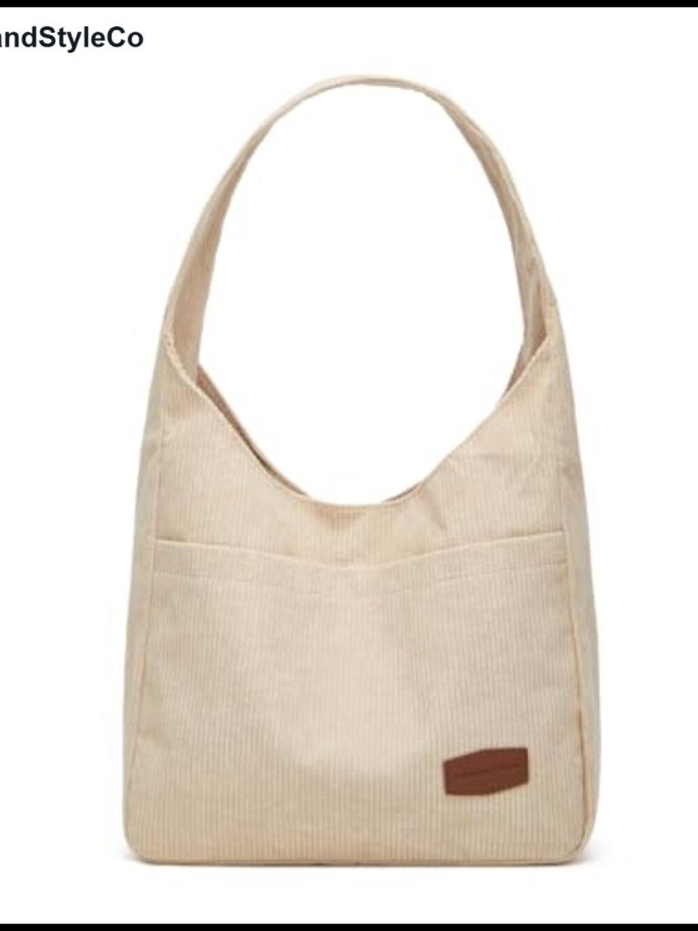 Corduroy Tote Bag Unisex Retro Handbag Multi Pocket Shoulder Work College